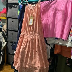 True craft size large rose colored floral key hole tiered dress